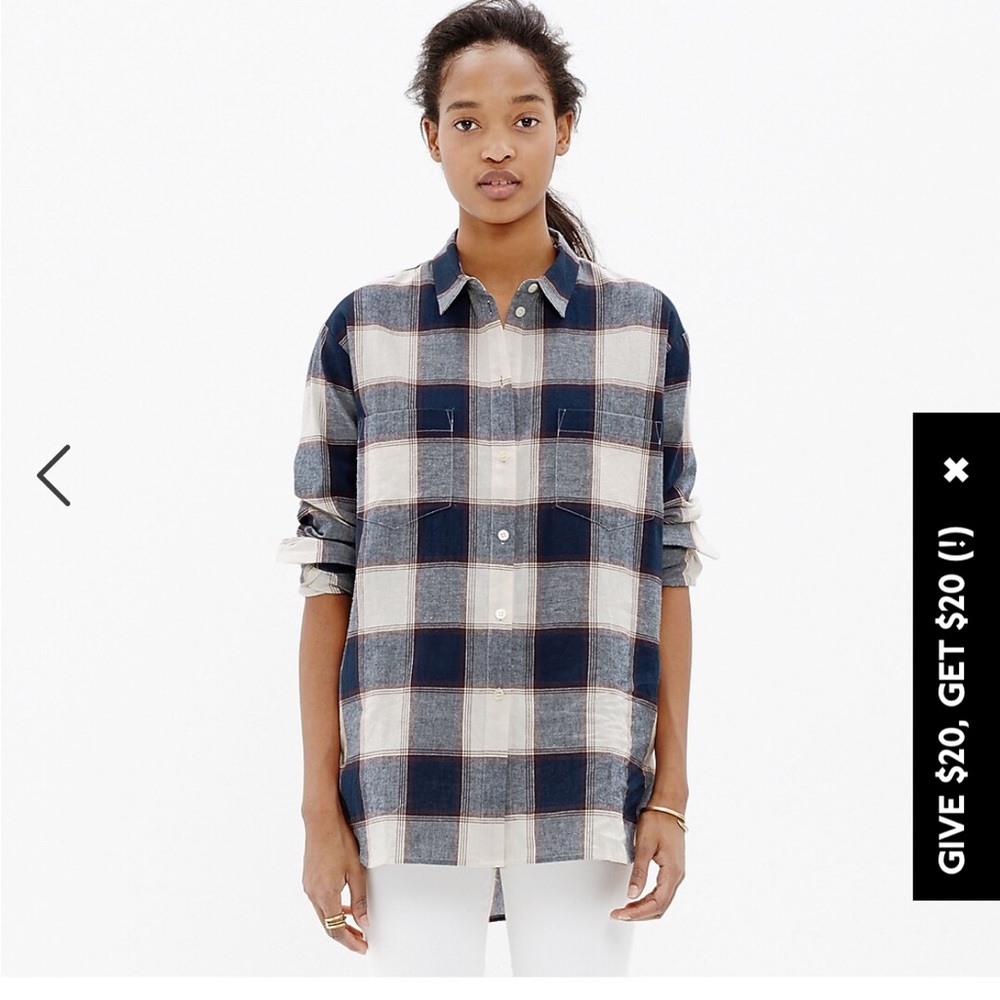Madewell Oversized Boyshirt in Primary Plaid